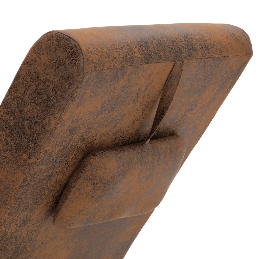 Chaise longue de massage avec coussin en suédine marron