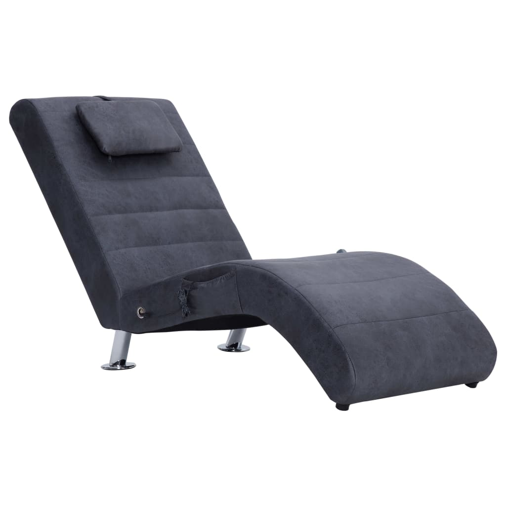 Chaise longue de massage avec coussin en suédine marron