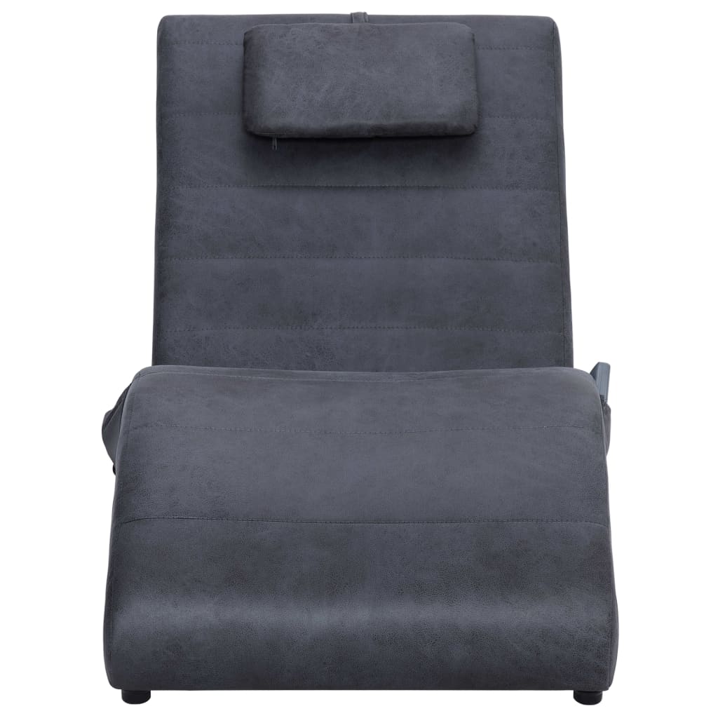 Chaise longue de massage avec coussin en suédine marron