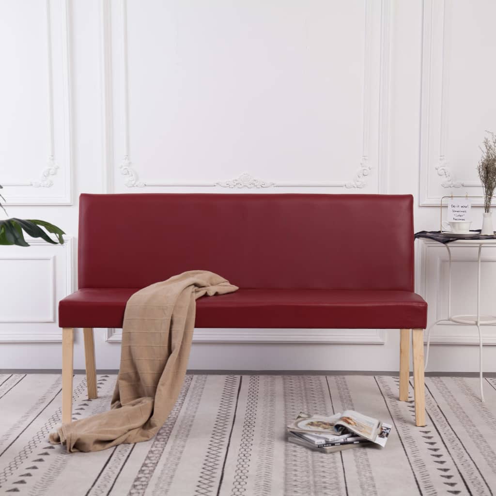 Banc 139,5 cm cuir artificiel rouge vin