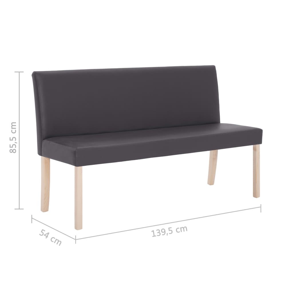 Banc 139,5 cm cuir artificiel rouge vin