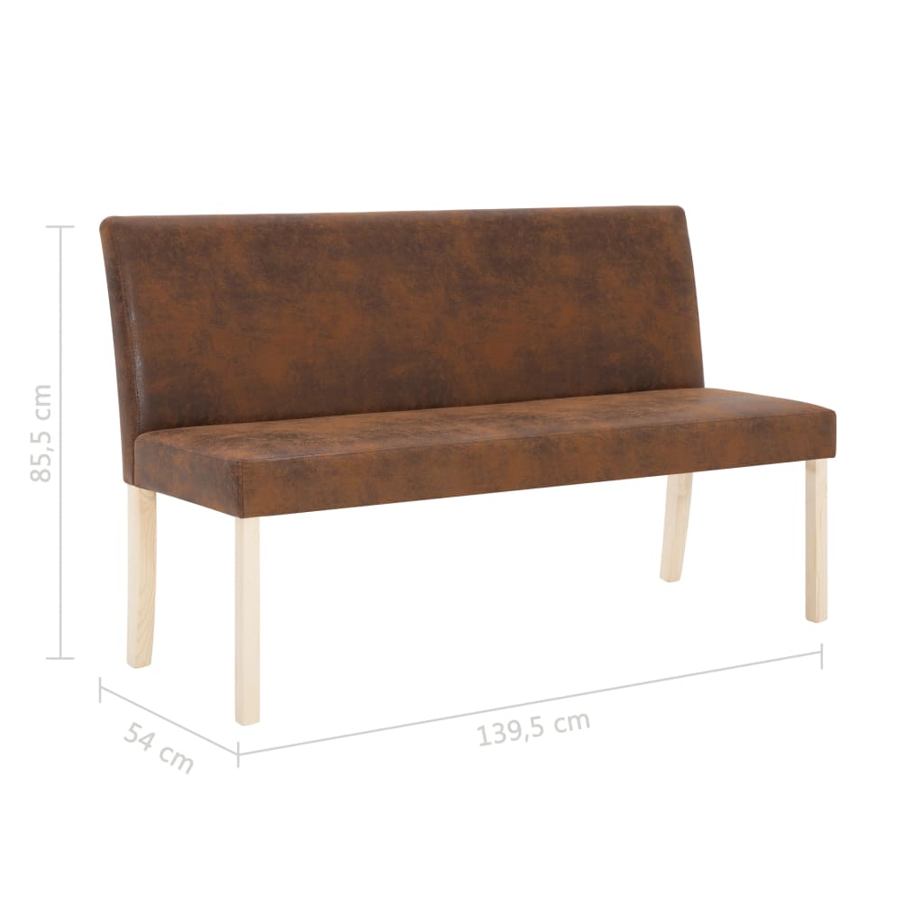 Banc 139,5 cm simili suédine marron