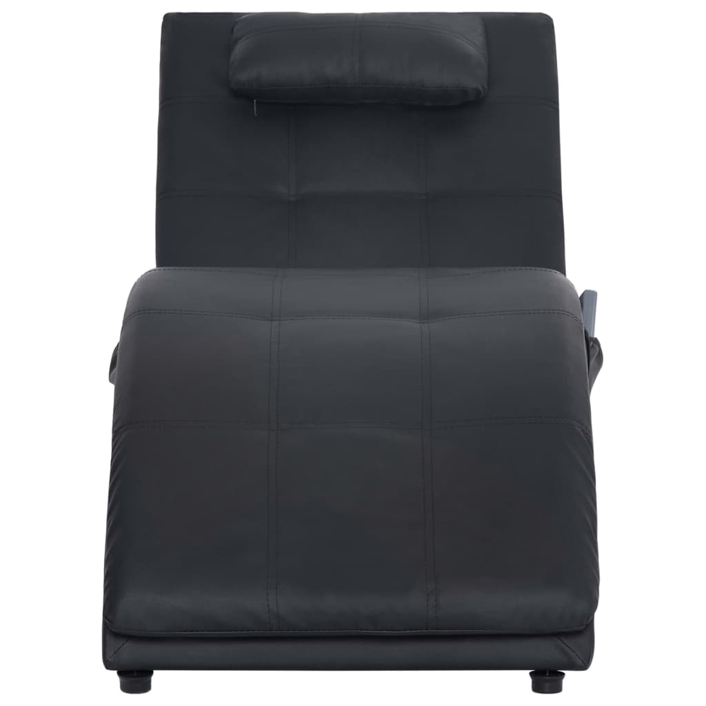 Chaise longue de massage avec coussin en cuir artificiel noir