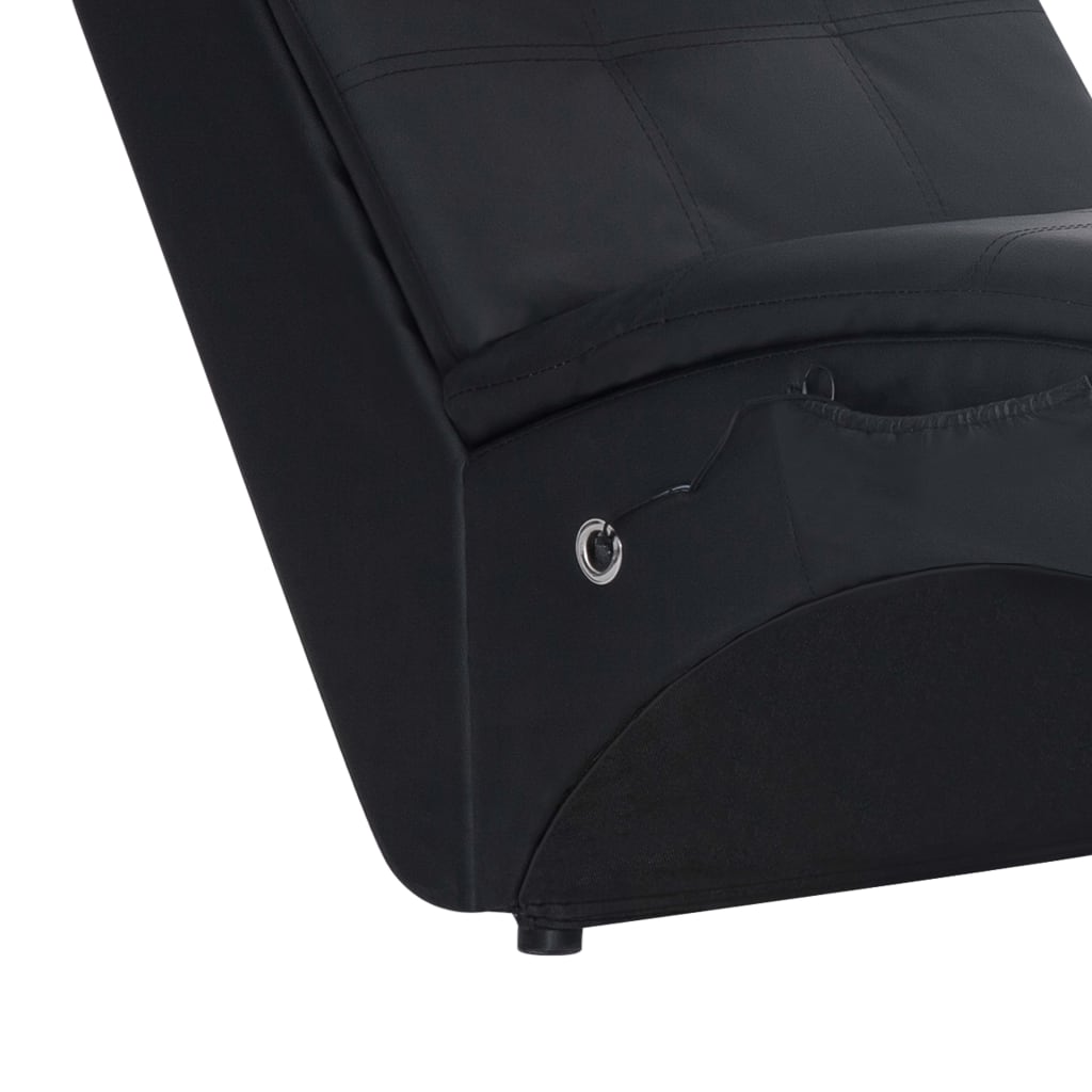 Chaise longue de massage avec coussin en cuir artificiel noir