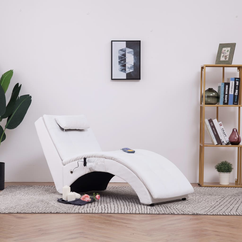 Chaise longue de massage avec coussin en cuir artificiel