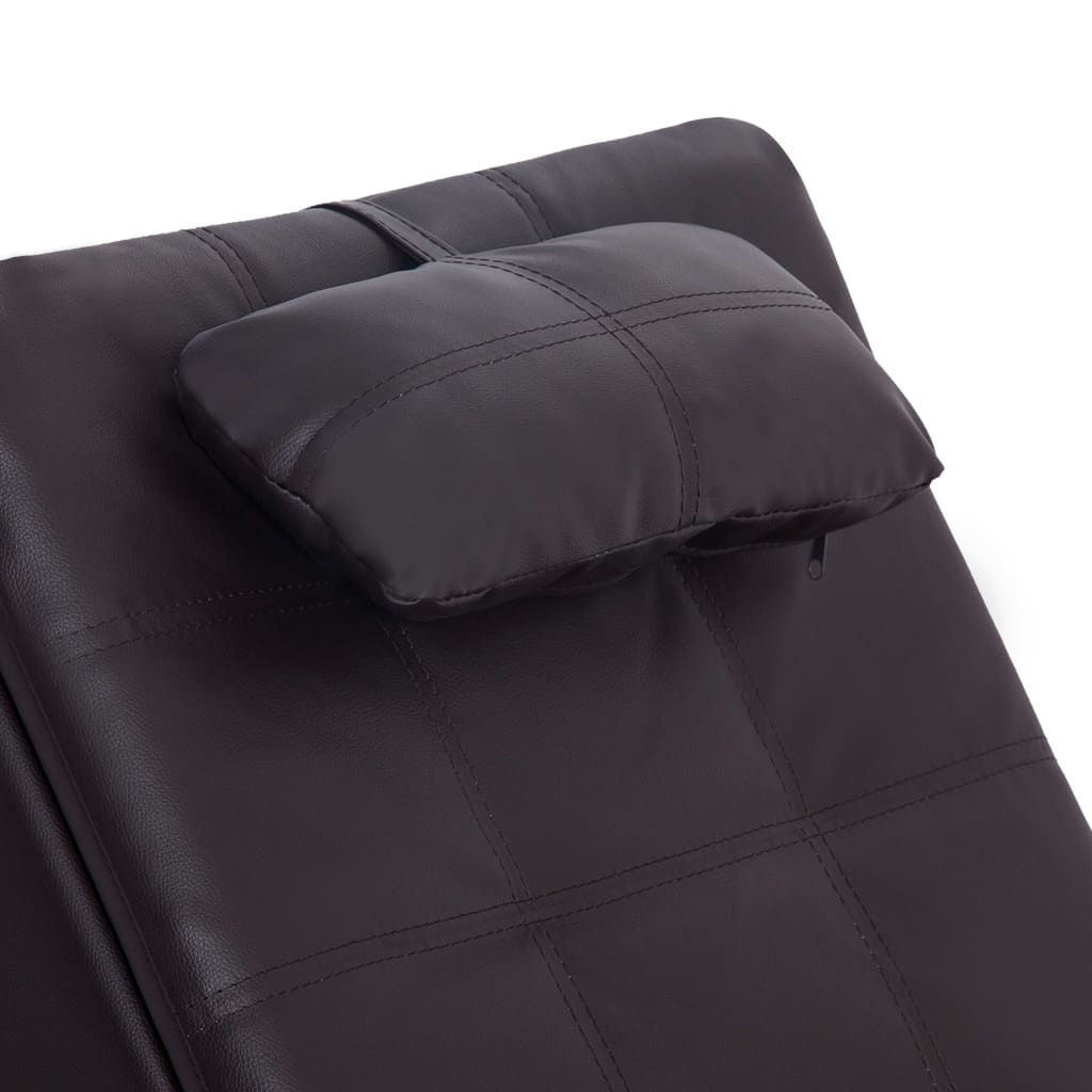 Massage chaise longue met kussen kunstleer bruin