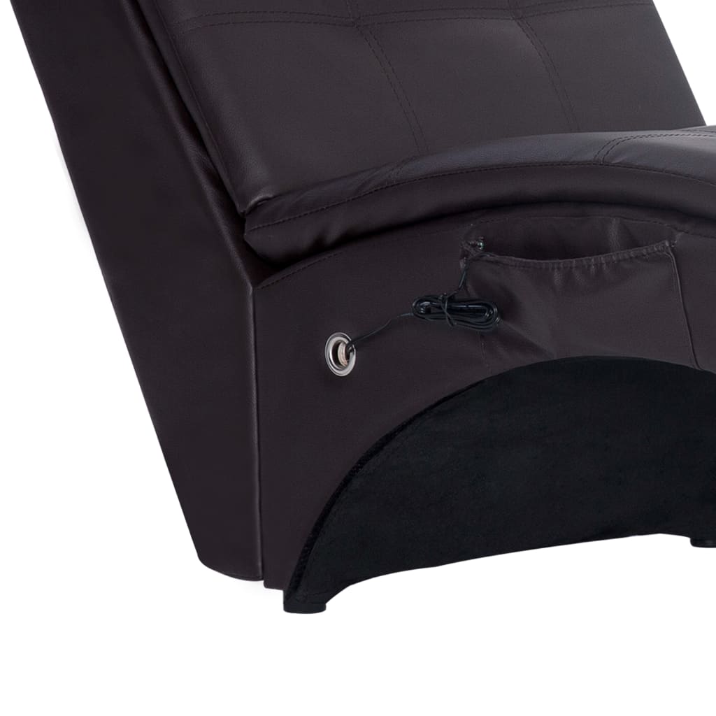 Massage chaise longue met kussen kunstleer bruin