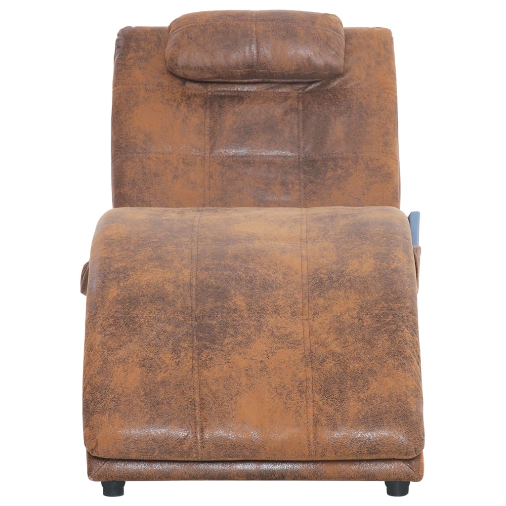 Chaise longue de massage avec coussin en suédine marron