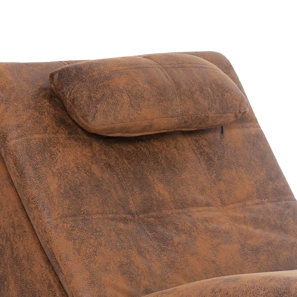 Chaise longue de massage avec coussin en suédine marron