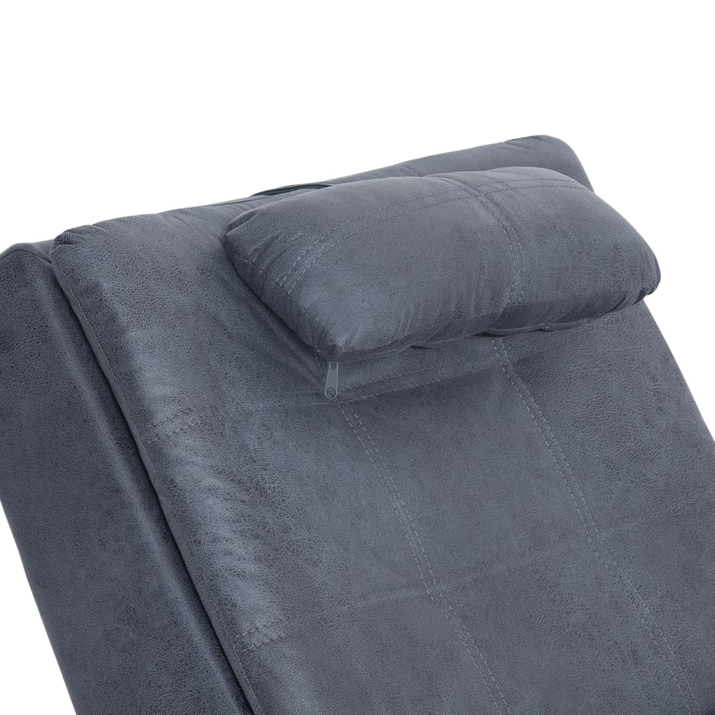 Chaise longue de massage avec coussin en suédine synthétique gris