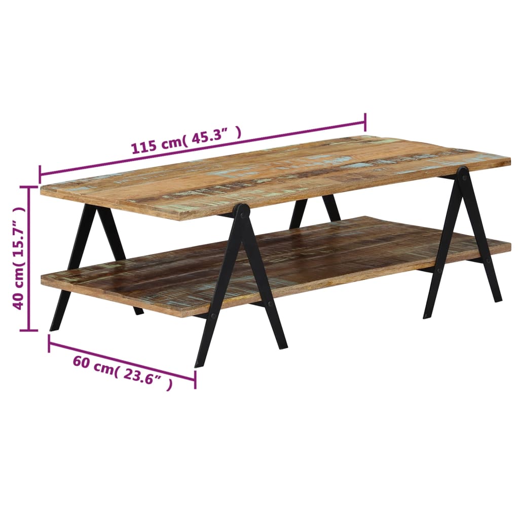 Table basse 115x60x40 cm bois massif recyclé