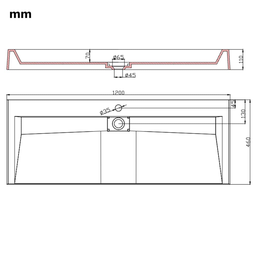 Wastafel 59,3x35,1x10,7 cm mineraal gegoten/marmer gegoten wit