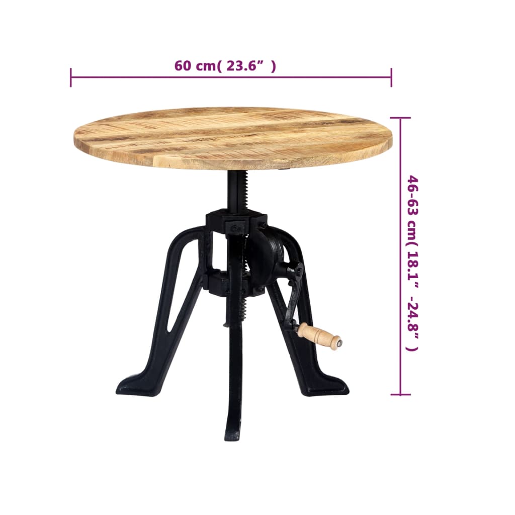 Table d'appoint 60x(46-63) cm en manguier massif et fonte