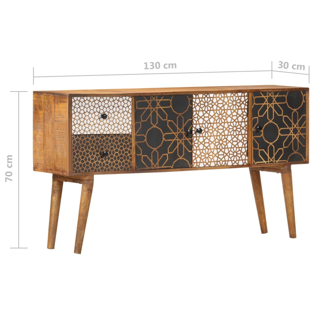 Dressoir met geprint patroon 130x30x70 cm massief mangohout