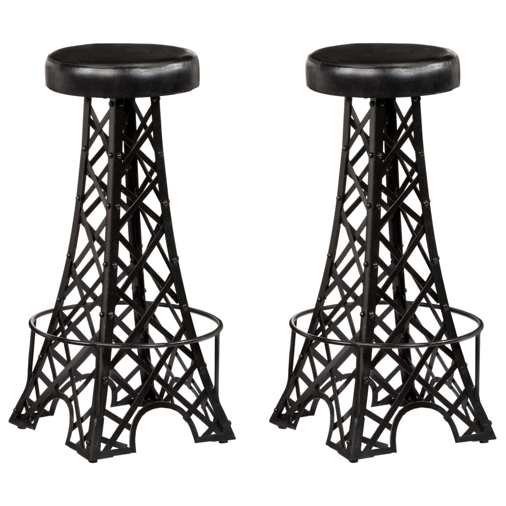 Tabourets de bar 2 pcs en cuir véritable