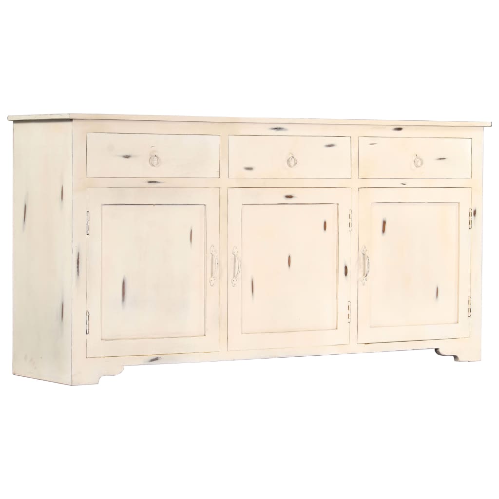 Buffet 160x40x80 cm en manguier massif blanc