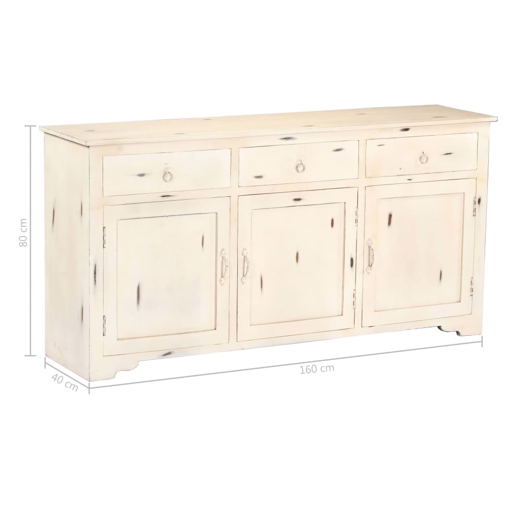 Buffet 160x40x80 cm en manguier massif blanc