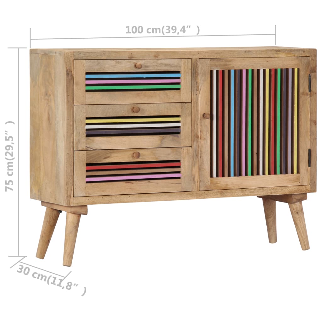 Buffet 100x30x75 cm en bois de manguier massif