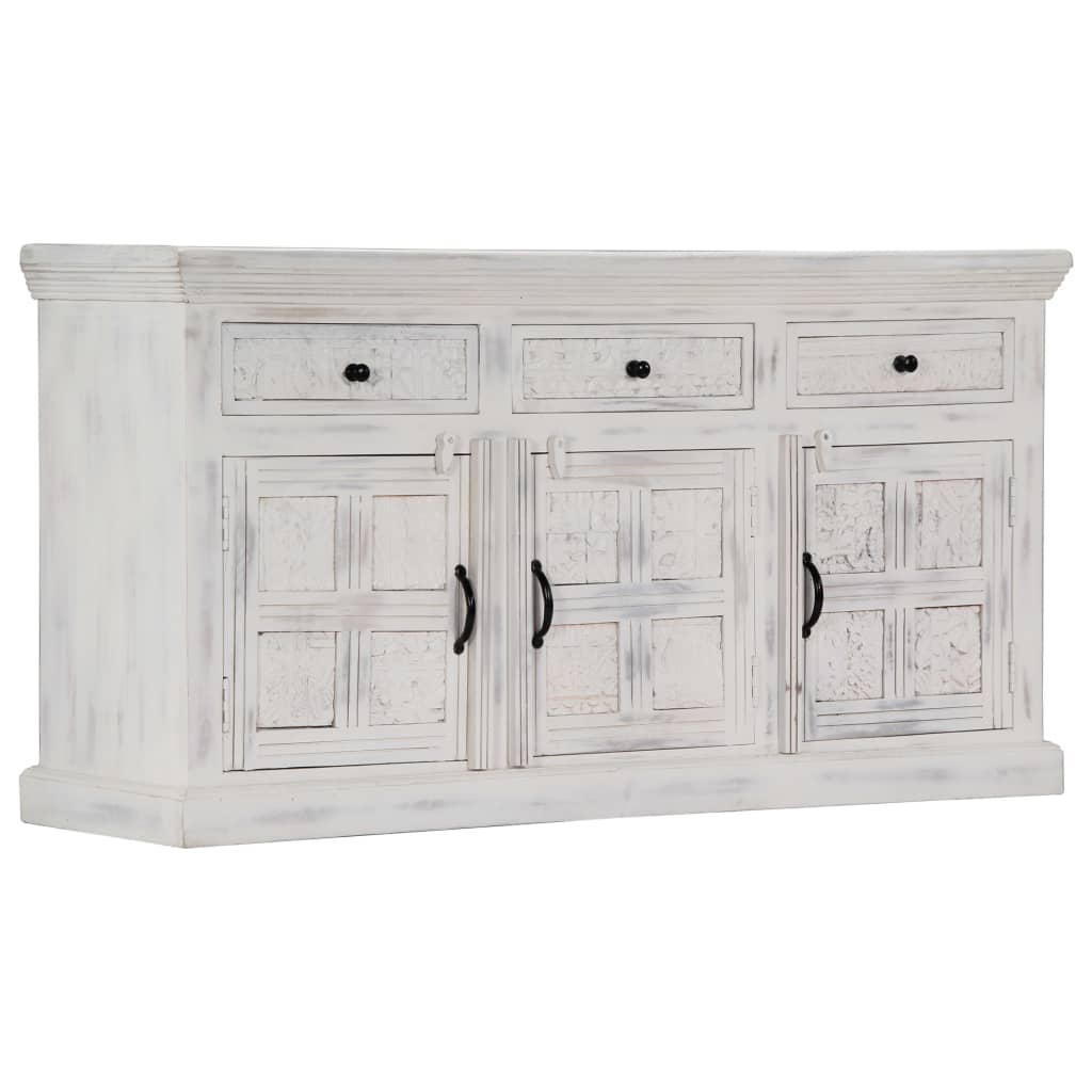 Buffet 65x30x75 cm en bois de manguier massif blanc