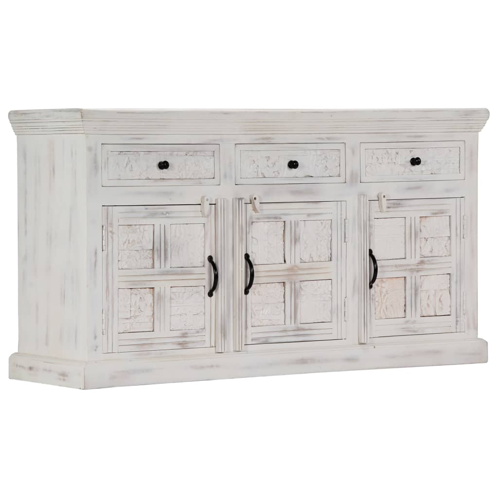 Buffet 65x30x75 cm en bois de manguier massif blanc