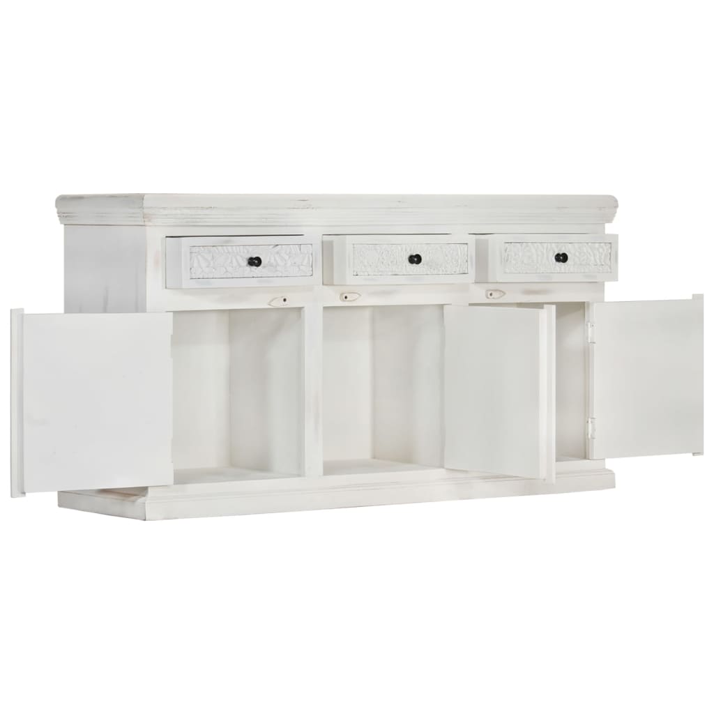 Buffet 65x30x75 cm en bois de manguier massif blanc