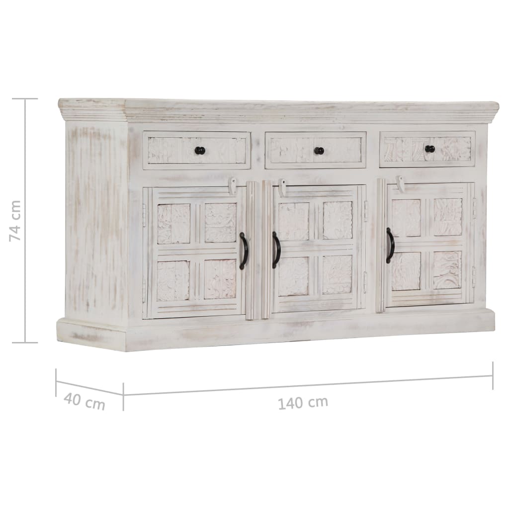 Buffet 65x30x75 cm en bois de manguier massif blanc