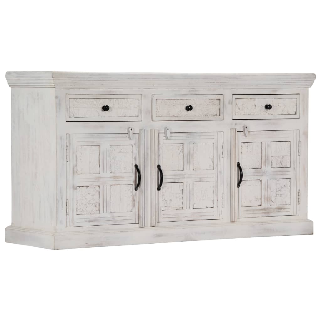 Buffet 65x30x75 cm en bois de manguier massif blanc