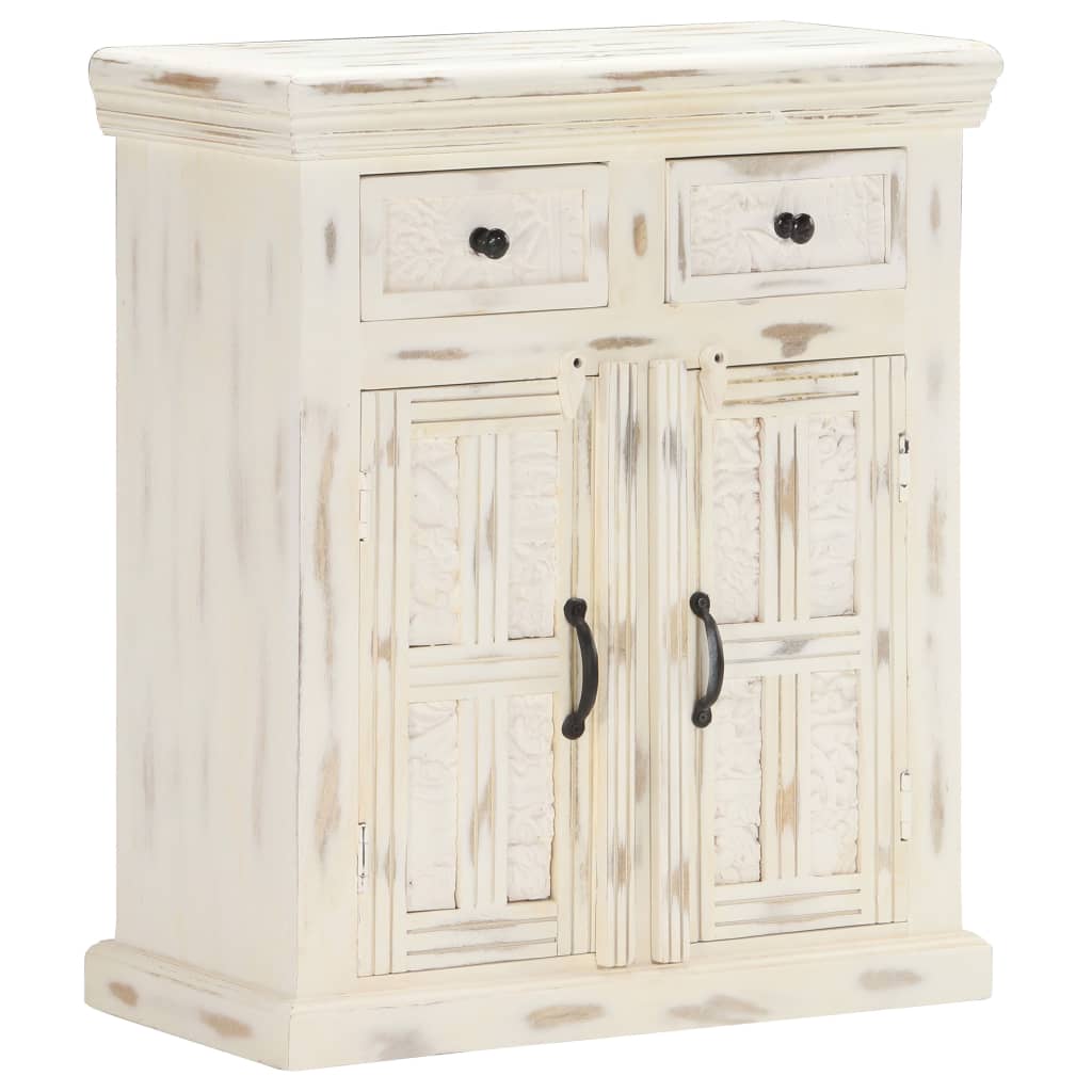 Buffet 65x30x75 cm en bois de manguier massif blanc