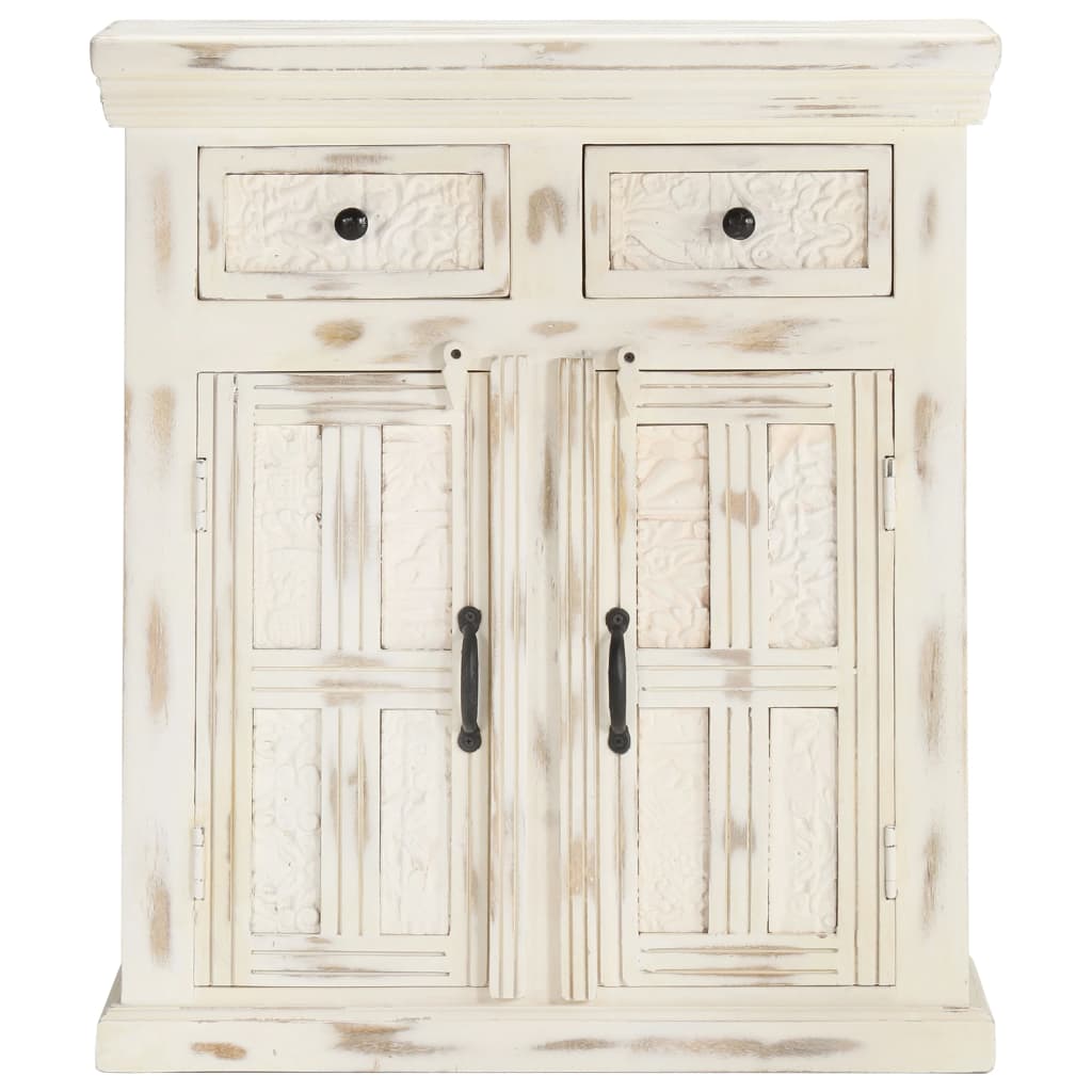 Buffet 65x30x75 cm en bois de manguier massif blanc