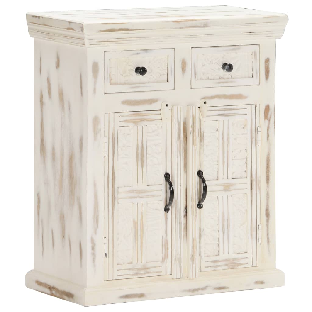 Buffet 65x30x75 cm en bois de manguier massif blanc