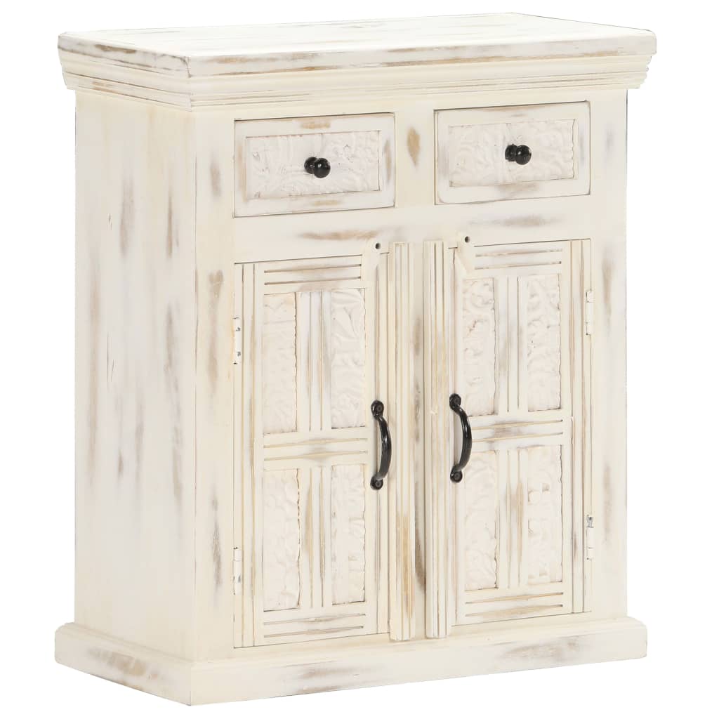 Buffet 65x30x75 cm en bois de manguier massif blanc