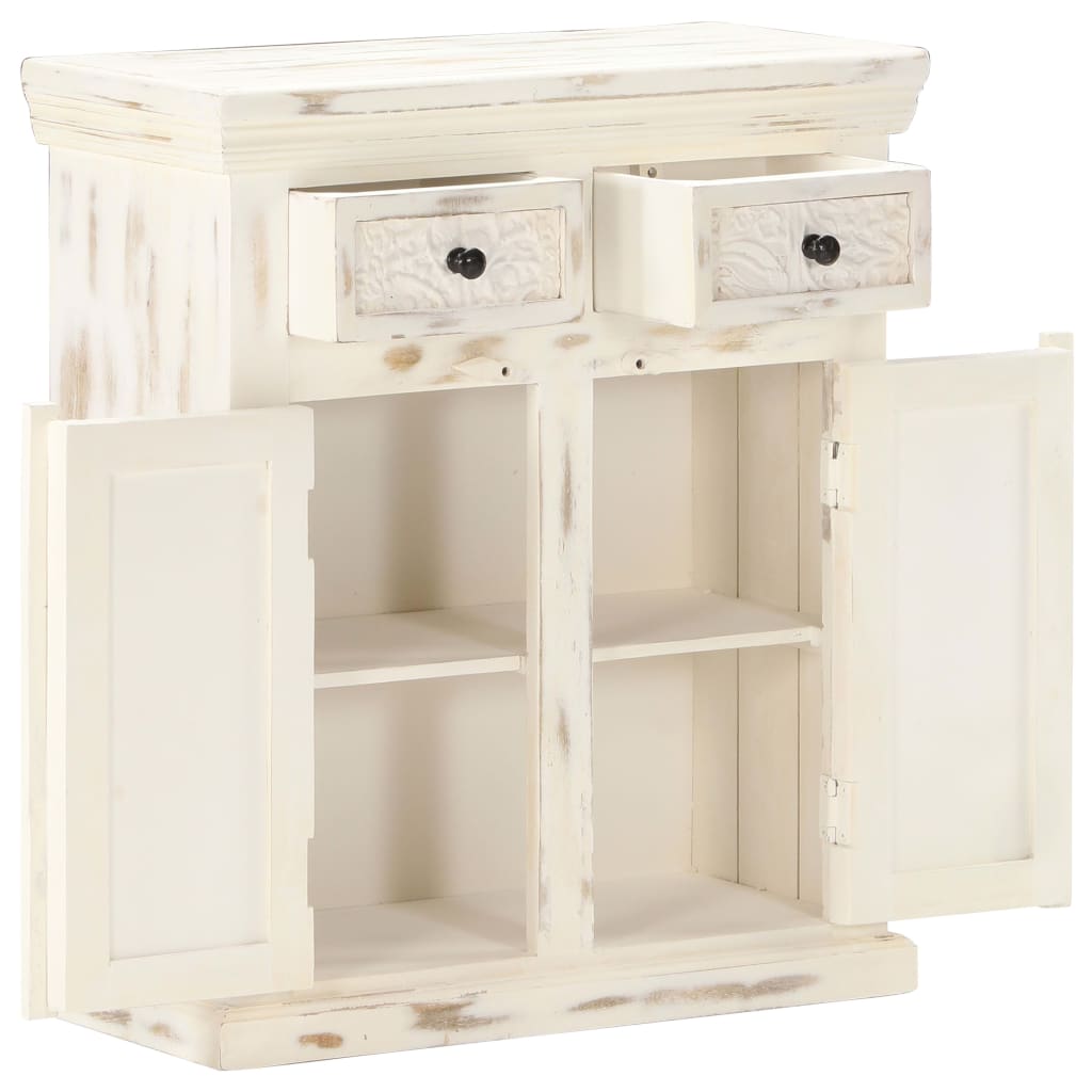 Buffet 65x30x75 cm en bois de manguier massif blanc