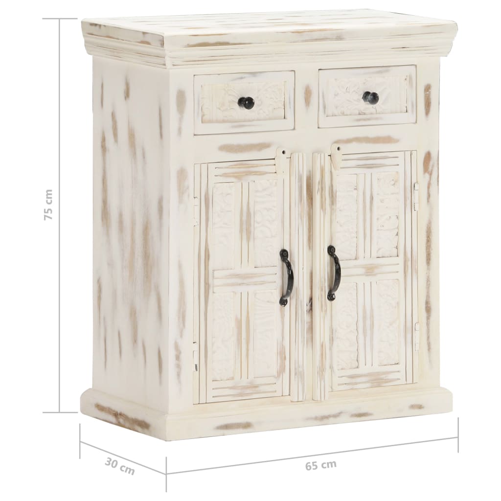 Buffet 65x30x75 cm en bois de manguier massif blanc