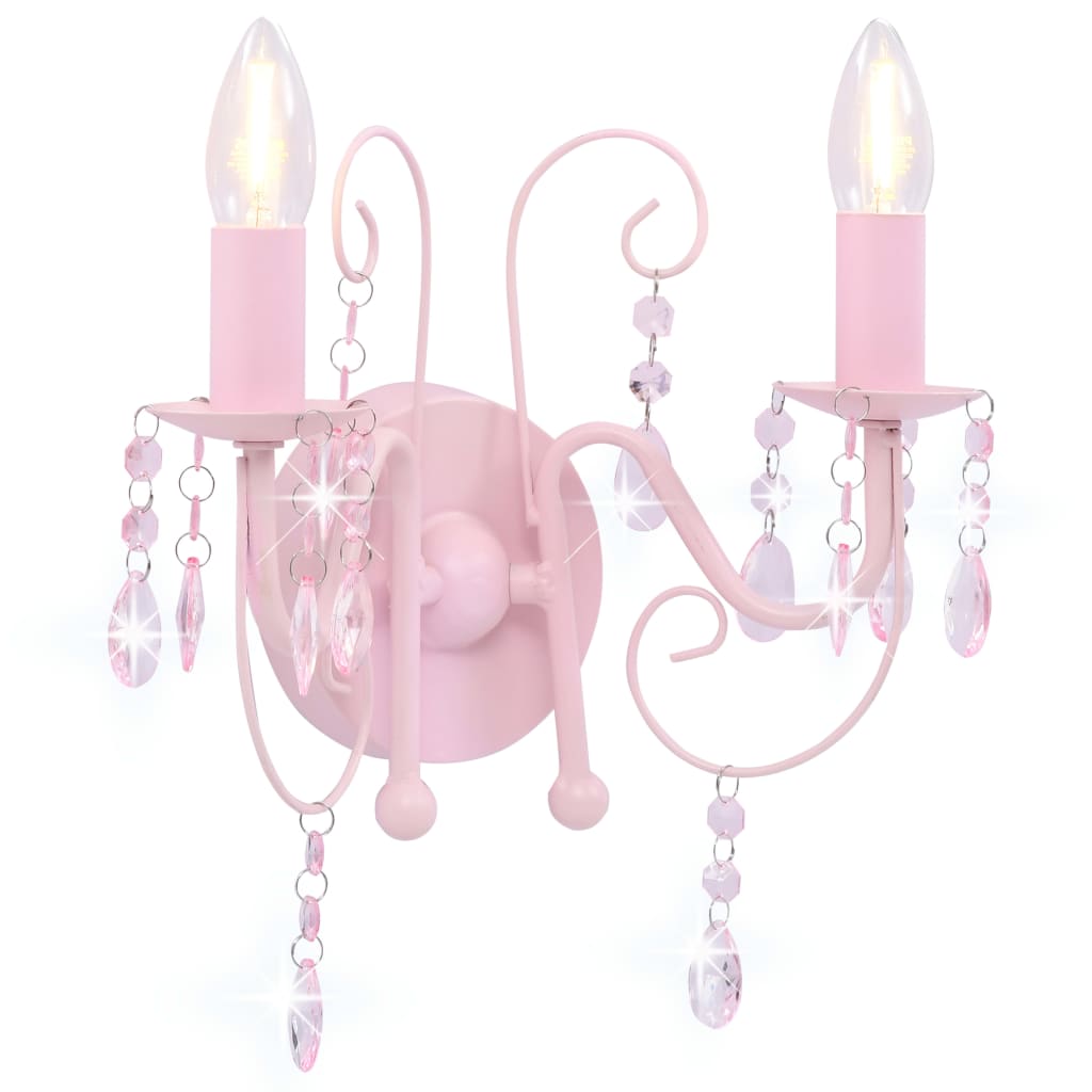 Applique avec perles 2 x E14 rose