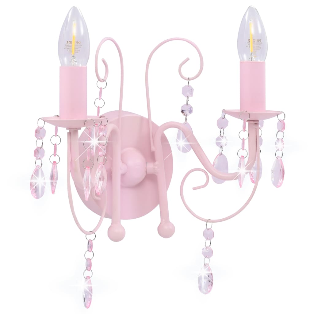 Applique avec perles 2 x E14 rose