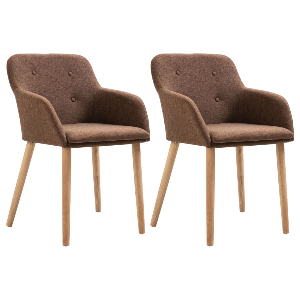 Chaises de salle à manger 2 pcs tissu et chêne massif gris clair