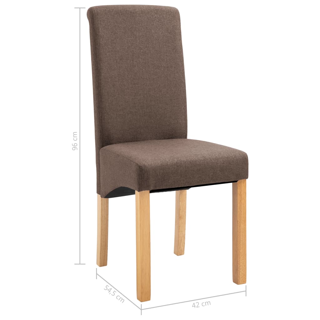 Chaises de salle à manger 2 pcs tissu marron