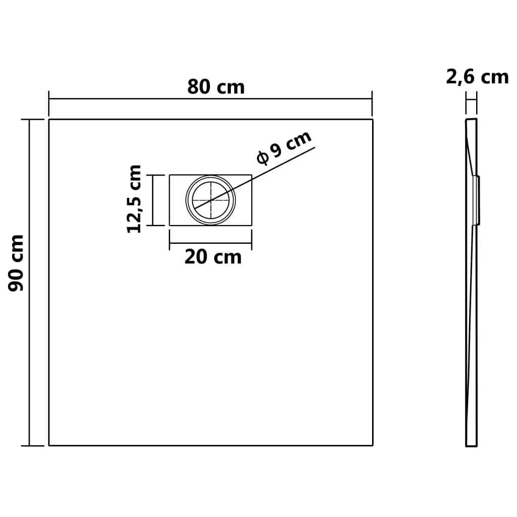 Douchebak 100x80 cm SMC