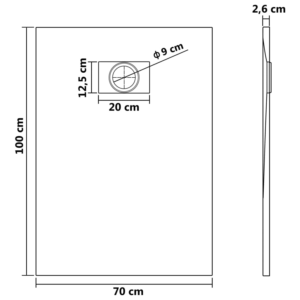 Douchebak 100x80 cm SMC