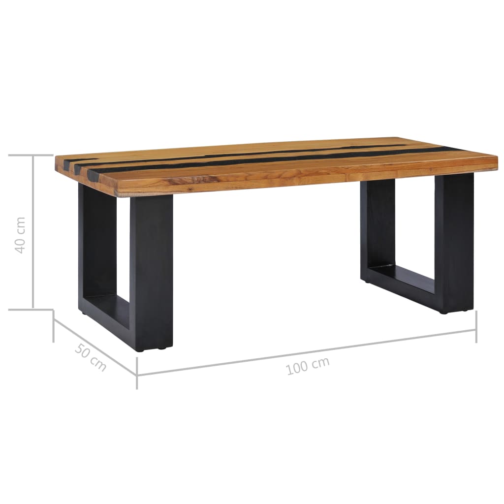 Salontafel 100x50x40 cm massief teakhout en polyresin