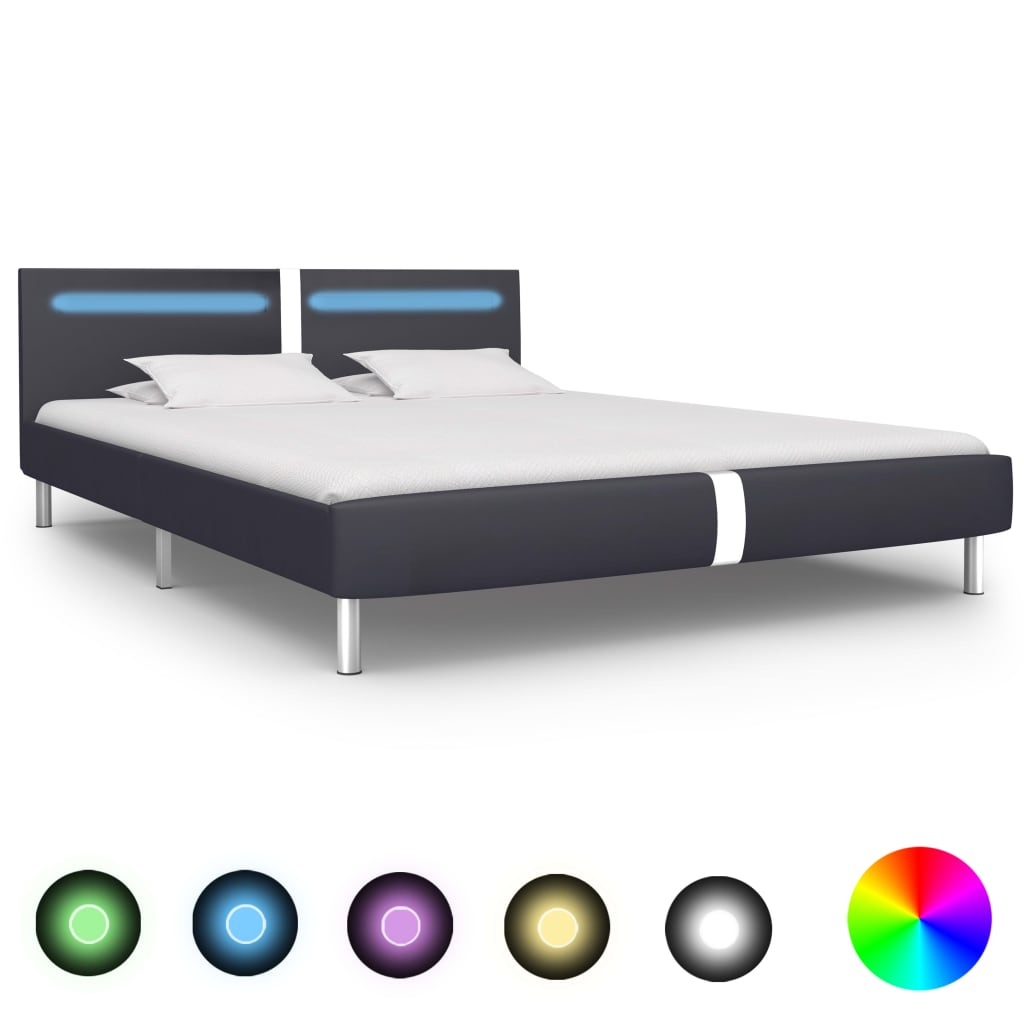 Bedframe met LED kunstleer 140x200 cm