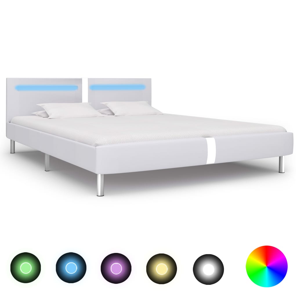 Bedframe met LED kunstleer 140x200 cm