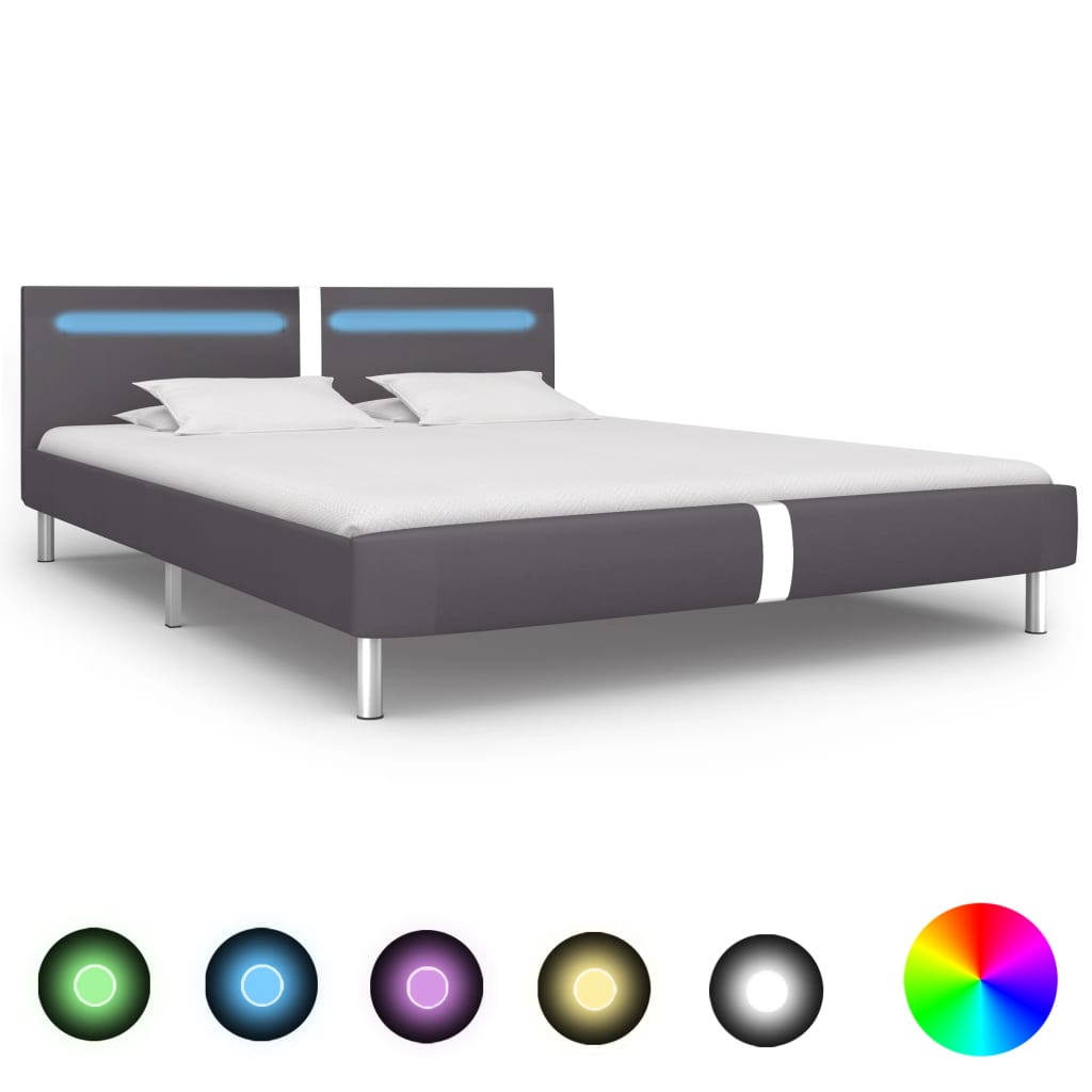 Bedframe met LED kunstleer 140x200 cm