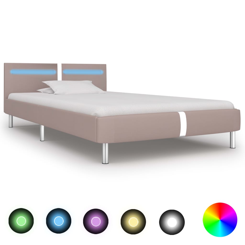 Bedframe met LED kunstleer 140x200 cm