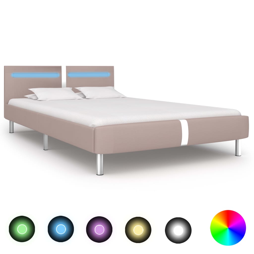 Bedframe met LED kunstleer 140x200 cm