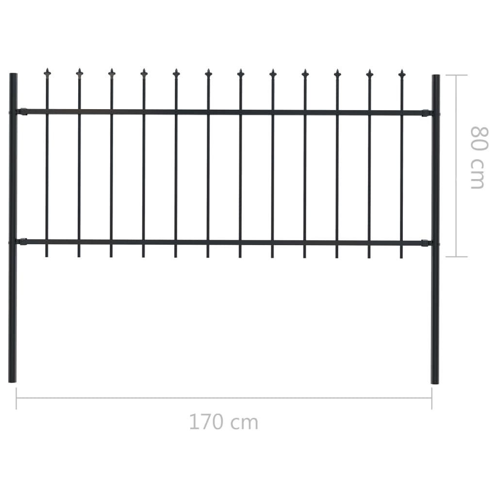 Tuinhek met speren bovenkant 5,1x0,6 m staal zwart