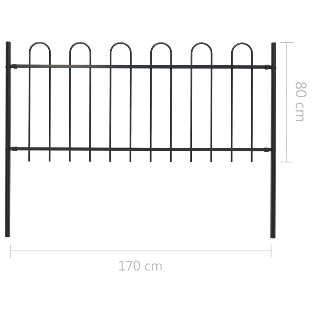 Tuinhek met ronde bovenkant 15,3x0,8 m staal zwart