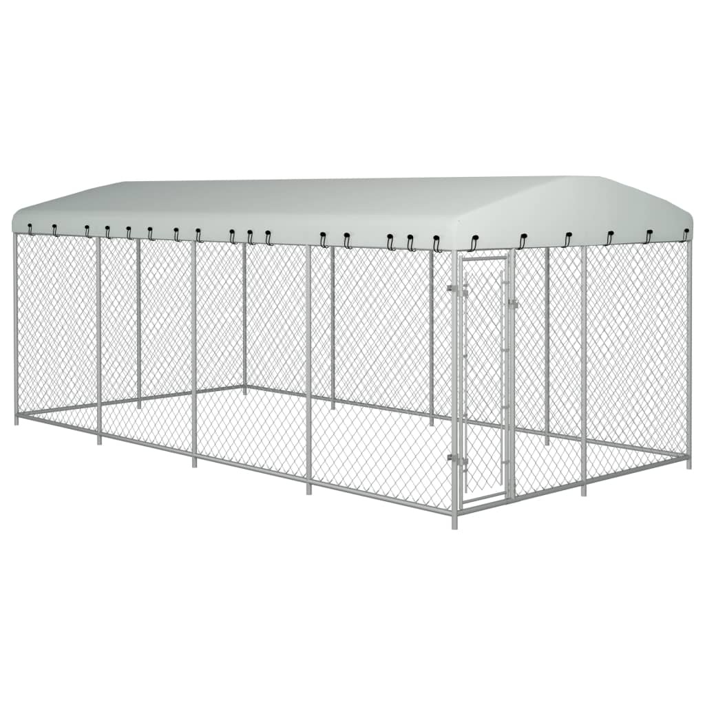 Hondenkennel voor buiten met dak 7,6x3,8x2,3 m