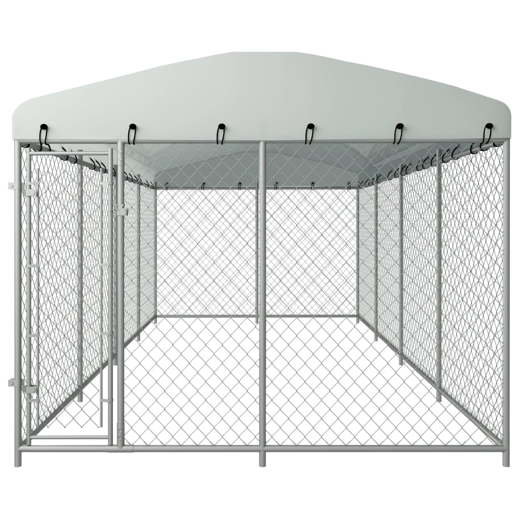 Hondenkennel voor buiten met dak 7,6x3,8x2,3 m