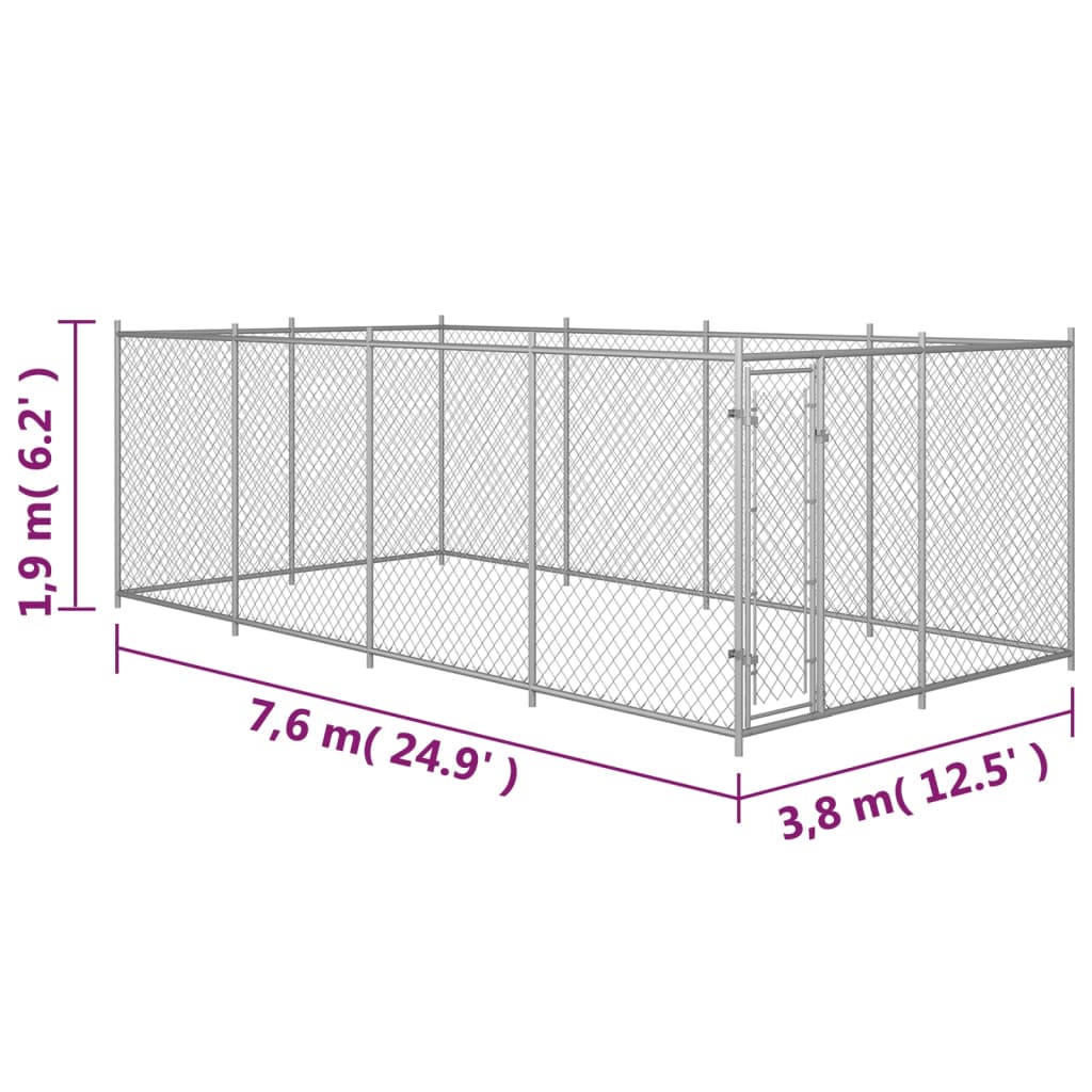 Hondenkennel voor buiten met dak 7,6x3,8x2,3 m